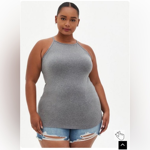 Heather Grey High Neck Foxy Tank - Picture 2 of 4